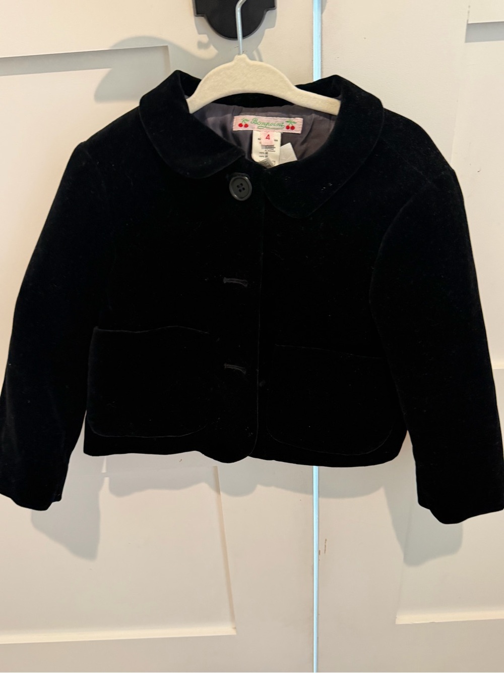 Bonpoint Black Velvet Peter Pan Collar Jacket